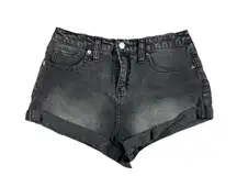 Wild Fable Washed Black Denim Jean Shorts Womens 6 High Rise Rolled Cuff Summer