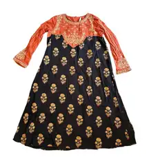 Working‎ Women Women's Size 12 Black and Pink Coral Floral Dress Long Sleeve