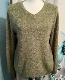 Soft fuzzy v neck sweater