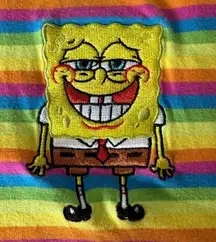 Nickelodeon SpongeBob SquarePants Rainbow Embroidered Short Sleeve T Shirt large