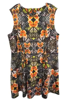 Dressbarn Plus Size 22W Dress‎ Butterfly Moth Print Sleeveless A Line Scuba 1547