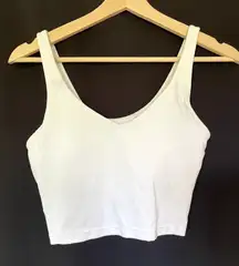 Women's white wireless sports bra removable padding flattering workout top