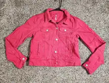 Free People We The Free Rumors Cropped Denim Jacket Womens Small Red