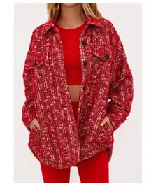 Beach Riot Noelle Shacket Merry Sparkle Tweed Size Large