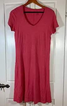 Toad&Co Womens Small Pink‎ Short Sleeve V-Neck Casual T-Shirt Dress Pocket READ
