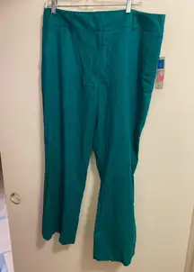 Vintage Covington Stretch Womens Teal Green Pants Linen Size 16 36” NWT New