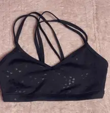 BEYOND YOGA XS SOFT FOCUS STRAPPY HEART SPORTS Bra BLACK  W/ HEARTS