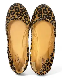 Bass cheetah print ballet flats, fabric upper, size 6 1/2