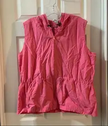 Hannah Pink Hooded Cinched Waist Sleeveless Vest Jacket