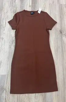 GAP Women Ribbed Short Sleeve T Shirt Dress Brown Size S NWT
