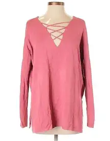 Honey Punch Pink Lace Up Sweater