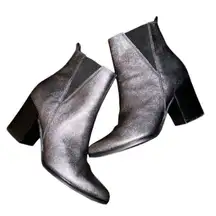 Ivanka Trump Pewter Leather Ankle Boots Size 6.5M)