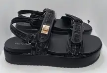 Pierre Dumas Novo Platform Sandals Black Tweed Women’s 9