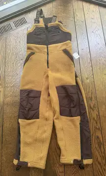 Free People FP Movement Hit the Slopes Fleece Overalls Camel Combo Sz Medium NWT