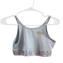 Nike Gray Pink Floral Trim Lightweight Low Impact Bralette Top Sports Bra Large