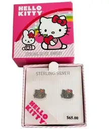 Sterling Silver Hello Kitty Earrings Post Sanrio Post Pierced New