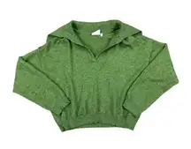 NIA - Frankie Sweater with Open Neck Collar  in Green