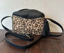 Clever Carriage Company Leather Leopard Print Purse