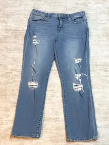 Universal Thread Women’s 12 31 High Rise Straight Crop Distressed Jeans Flannel