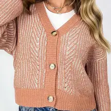 Women's Knit Cardigan Sweater - Peach