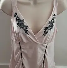 California Dynasty pink embroidered babydoll pajama top, size M boho loungewear