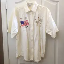 FINAL MARKDOWN Jane Ashley patriotic looking blouse medium