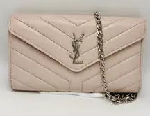 Yves Saint Laurent Cassandre Metalasse Crème Quilted Wallet on Chain Crossbody