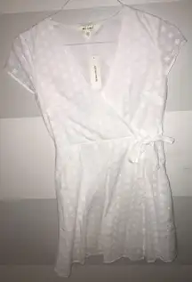 White Francesca’s Eyelet Wrap Dress