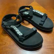 Zara Women’s athletic straps sandals rhinestones Black Size 39 (Q)