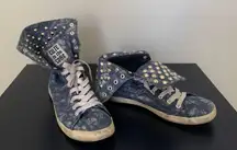 Hot Topic Cute To The Core Blue Denim Studded Foldable High Top Sneakers