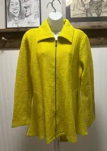 For Cynthia Yellow 100% Nubby Wool Hi Low Swing Coat Blazer Sz M yellow sunshine