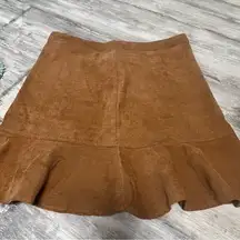 light brown corduroy mini skirt with ruffle.