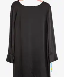 ANTONIO MELANI 100% Silk Black Sheath Dress – Size 14, NWT, Quiet Luxury