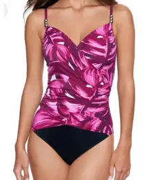 Magicsuit Underwire Slimming One Piece Black Pink Floral Beaded‎ Size 12 NWT