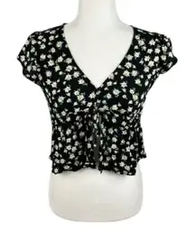 Wild Fable Floral Short Sleeve Crop Top Size Medium