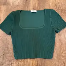 Babaton by Aritzia Ribbed Square Neck Top Green