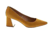 Jones New York Mustard Vegan Suede Chunky Metallic Heel Pumps Size 6