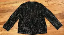 Lafayette 148 New York Black Gold Tweed Metallic Jacket Top Sz M Button Career