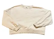 Pull & Bear Size XL Beige Tan Cropped Long Sleeve‎ Crew Neck Sweatshirt Women