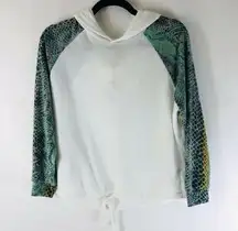 Poof Womens Hoodie Pullover Fleece Soft Snake Print Green White Size S