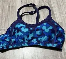 Moving Comfort Women's Small A/B Cup Sports Bra Urban X-Over Blue