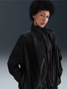 Nike Women's Elegant Black Pleated Bomber Jacket