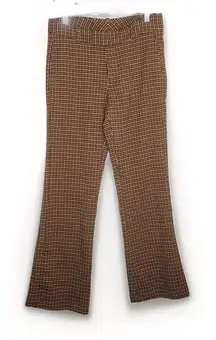 Free People Women's Jana Flare Trousers Plaid Houndstooth Pants‎ 6 Retro Boho