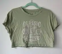 Aeropostale  Green Vintage Fit Motorcycle Cropped T Shirt