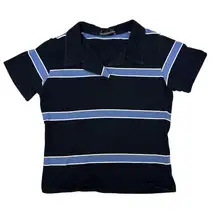 Brandy Melville Striped Polo Short Sleeve Top Blue One‎ Size