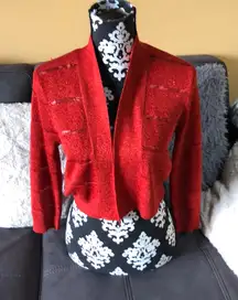 Shiny Red Open Front Shirt Size M
