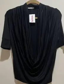 NWT ~ Double Zero Scoop Neck Short Sleeve Blouse ~ Size Medium ~ Black