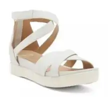 EILEEN FISHER $195 Sally Wedge Sandal in Bone Size 7‎ Platform Strappy Classic