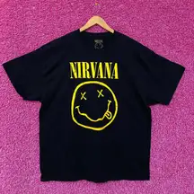 Nirvana Nevermind Tour Smiley Promo Logo Grunge Band Tee 2X