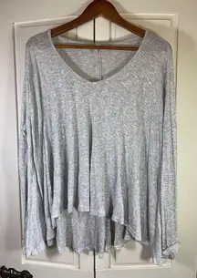 Oversized Boho Minimalist Athleisure Elevated Casual Basic Gray Top Womens Small